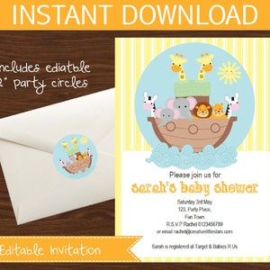 Noah's Ark Party DIY Printable Kit INSTANT DOWNLOAD image 1