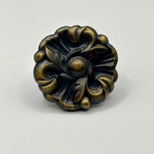 Vintage Floral Knob – Ornate Gold & Black  -Tone Drawer Pull