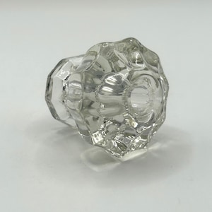 Pomo octogonal vintage de cristal transparente para gabinete / Tirador de cajón antiguo facetado / Montaje con orificio pasante