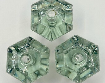 Vintage Hexagon 1.25 in. Clear Glass Cabinet Drawer Knob | Olde Good Things