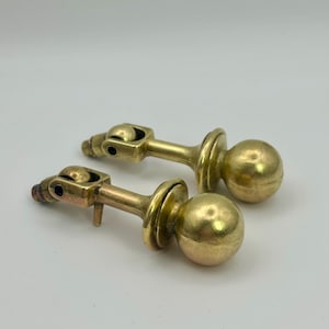 Pair of Vintage Brass Ball Finial Casters – Antique Swivel Furniture Hardware – 2.75” Tall