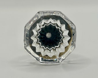 Vintage Clear Glass Drawer Knob with Brass Base