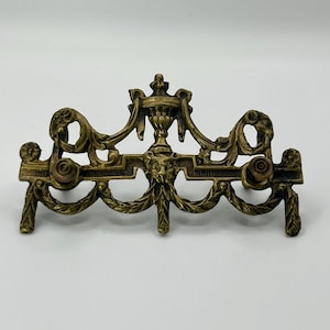 Antique French Neoclassical Brass Drawer Pull – Urn & Garland Design, 4.5 width