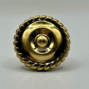 Pomo de gabinete vintage de latón macizo con borde de cuerda, tirador de cajón dorado antiguo, montaje roscado