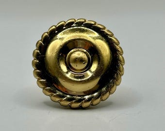 Vintage Solid Brass Rope Edge Cabinet Knob – Antique Gold Drawer Pull –Threaded Mount
