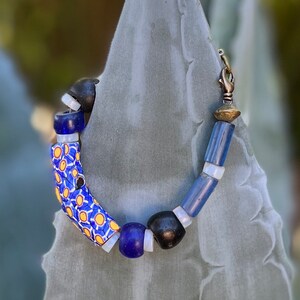 Vintage - Antique African Trade Bead Bracelet Chevron Venetian Glass Tabular  Brass Akan Ashanti Ghana African Millefiori Brass Clasp Custom