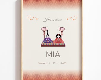Vintage Hinamatsuri Wall Art | Hinamatsuri Wall Art Template | Editable Girls Day Decor | Japanese Doll Festival Printable | Canva Template