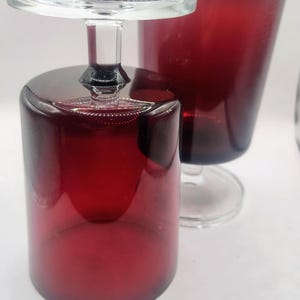 Vintage Luminarc Ruby Red Goblet Glasses • Cranberry Glass Stemware • Mid Century French Barware • Choose Size & Quantity