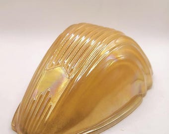 Pantalla deslizante Art Déco vintage de Markel – Pantalla de lámpara de cristal con diseño de espiga color melocotón – Repuesto original para lámpara de los años 30