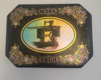 Vintage Singer Sewing Machine Tin - 1950s Rectangular Collectible Decor
