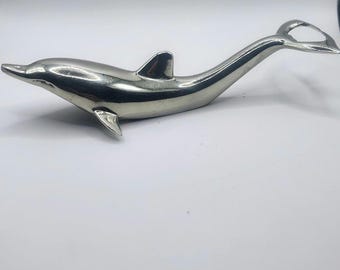 Vintage Metall Delfin Flaschenöffner • Mid-Century Nautische Barware • Seltene figurale Delfin-Form