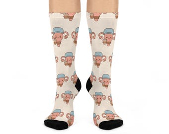 Funny OBGYN Nurse Crew Socks: Caffeine Lover, Pro Women in Medicine