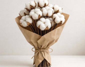 Getrocknete Baumwollblumen – Naturweißer Baumwollstrauß, minimalistisches Deko-Objekt