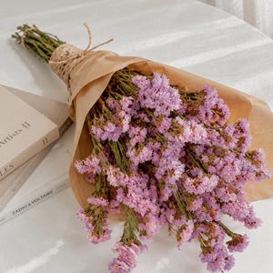 Rosa Trockenblumen Bouquet | Getrocknete Statice Blumen | Cottagecore Deko | Natürliche Blumen für Vase Hochzeit & Geschenk