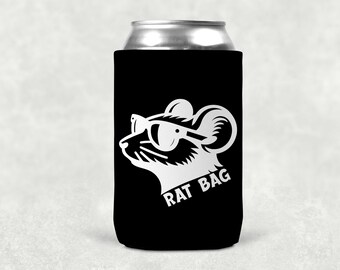 Rat Bag Lit - Ratty Logo Can Cozy - Your Color Choice, Insulated Can Cooler, Coozie Koozie Sleeve