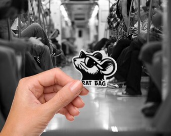 Rat Bag Lit - 2-inch Ratty Logo Sticker - Rat Sticker, Rat Bag Sticker, Rat Bag Merch, Weird Lit, Weird Stickers, Rat Stickers
