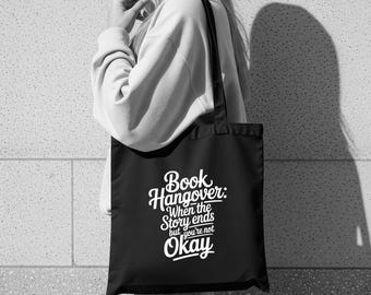 Book Hangover - Tote Bag, Cotton Shopping Bag, Grocery Carryall, Writer Gift Idea, Author Gift, Reader Gift, Funny Reading Quote