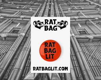 Rat Bag Logo Pin - 1-inch Pinback Button, Funny Writer Gift, Writer Gift Ideas, Writer Buttons, Writing Pins, Rat Bag Lit