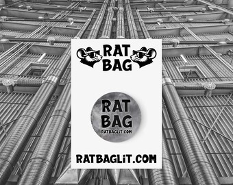 Rat Bag Logo Pin - Ocean - 1-inch Pinback Button, Funny Writer Gift, Writer Gift Ideas, Writer Buttons, Writing Pins, Rat Bag Lit