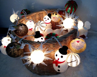 Christmas set cotton ball string lights Cotton ball string lights for , Christmas Lights, Christmas tree decor, fairy lights