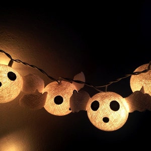 Halloween series Ghost cotton ball string lights for halloween night, Halloween lights decoration, fairy lights image 1