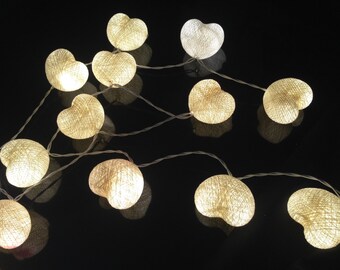 35 Bulbs Lovely White cotton heart string lights for Patio,Wedding,Party and Decoration
