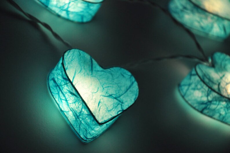 Blue Mulberry Paper Heart Lanterns for Patioweddingparty and - Etsy