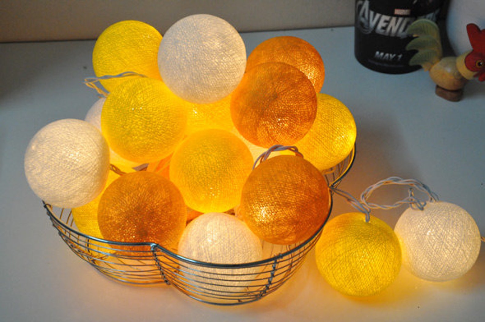 Yellow Tones Cotton Ball String Lights for Patioweddingparty Etsy