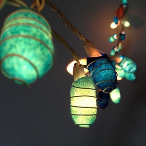 Handmade Ocean Blue Cocoon  string lights for Patio,Wedding,Party and Decoration, fairy lights