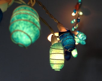 Handmade Ocean Blue Cocoon  string lights for Patio,Wedding,Party and Decoration, fairy lights