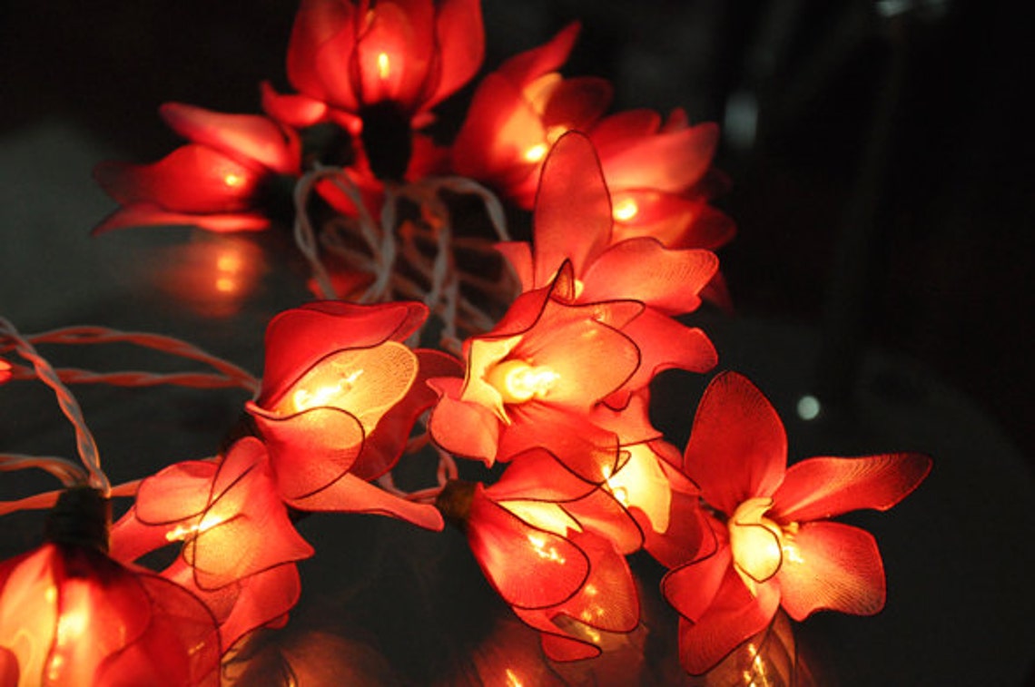 Handmade Pink Flower String Lights for Patioweddingparty and - Etsy