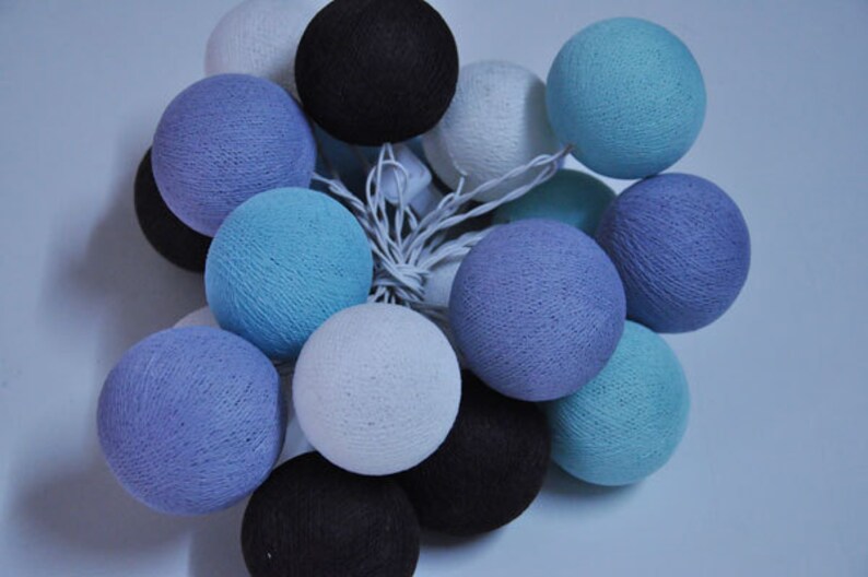 20 Bulbs Mixed Pastel Purple Cotton Ball String Lights for Etsy Sweden