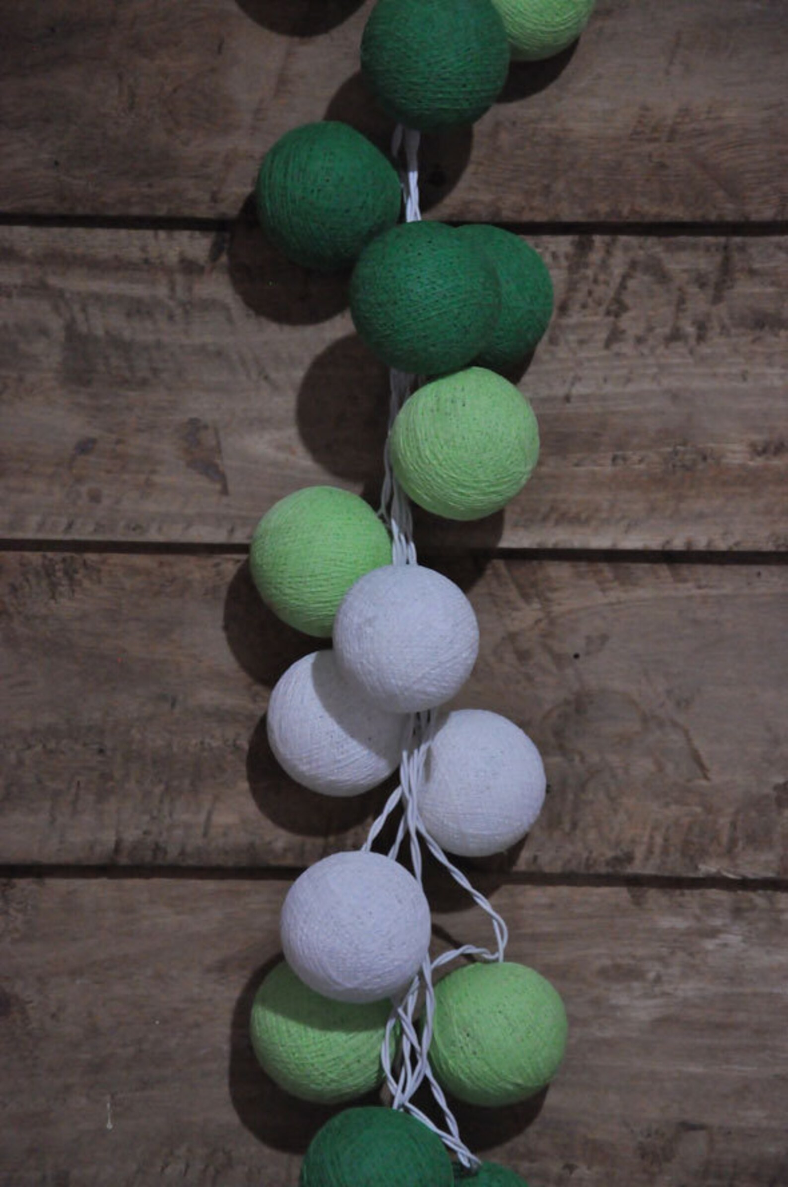 20 Bulbs Retro Green Cotton Ball String Lights for Etsy