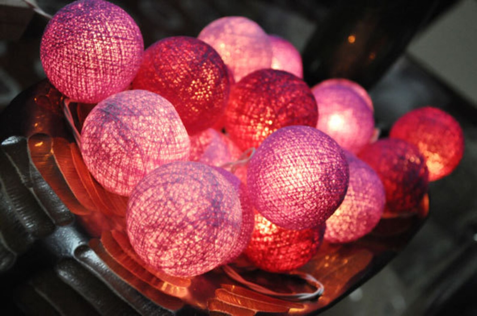 Dark and Light Purple Cotton Ball String Lights for Etsy