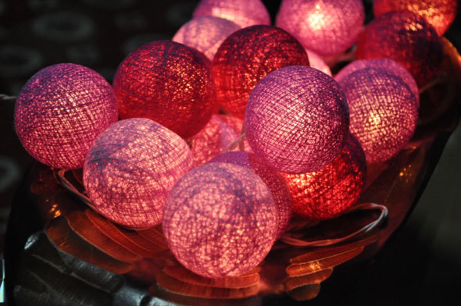 Dark and Light Purple Cotton Ball String Lights for Etsy
