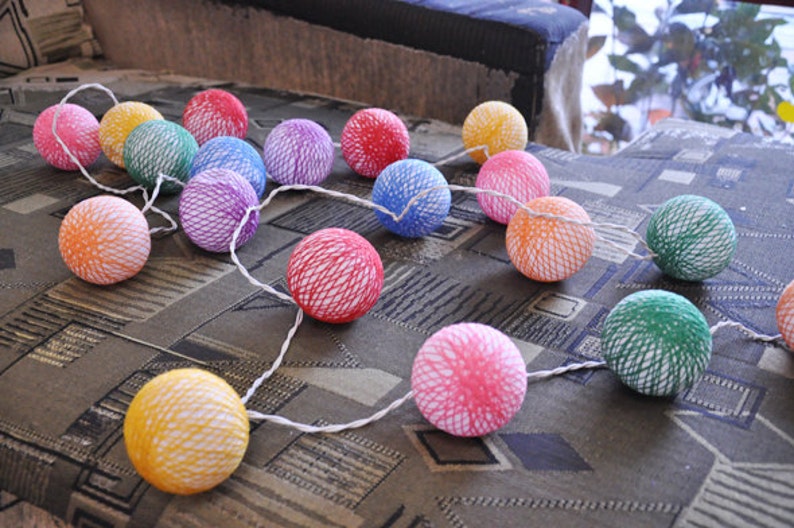 20 Bulbs Mixed Sweet thread design cotton ball string lights Etsy