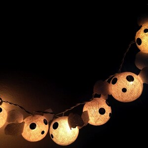 Halloween series Ghost cotton ball string lights for halloween night, Halloween lights decoration, fairy lights image 2