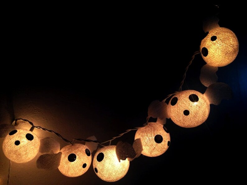 Halloween series Ghost cotton ball string lights for halloween night, Halloween lights decoration, fairy lights image 2