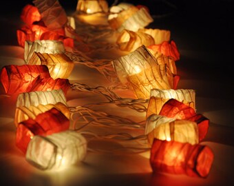 Orange tone mulberry paper Geometry spring Lanterns for party & decoration, fairy lights