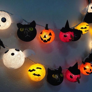 Halloween set cotton ball string lights Cotton ball fairy lights for Halloween night, Halloween Lights, Party Lights, Kids Party