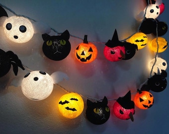 Halloween set cotton ball string lights Cotton ball fairy lights for Halloween night, Halloween Lights, Party Lights, Kids Party