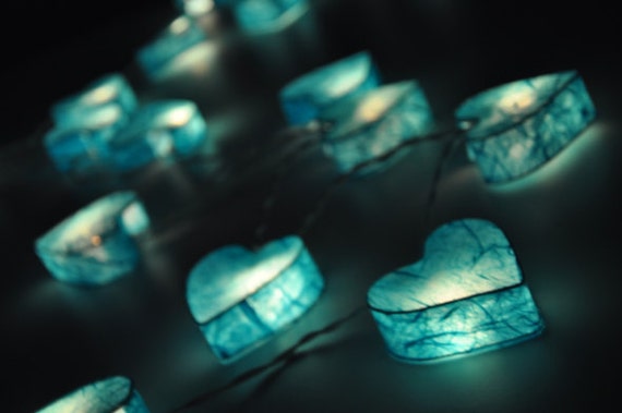 Blue mulberry paper heart Lanterns for PatioWeddingParty and | Etsy