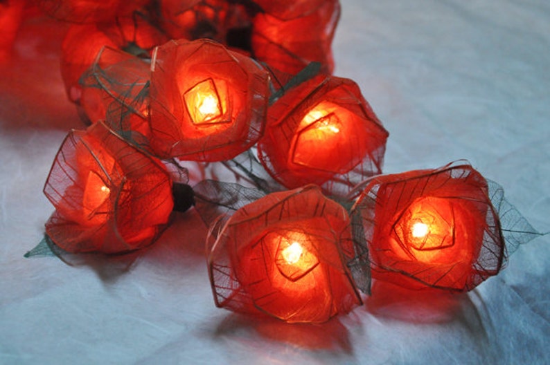Orange Rose String Lights for Patioweddingparty and Etsy