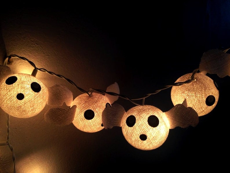 Halloween series Ghost cotton ball string lights for halloween night, Halloween lights decoration, fairy lights image 1