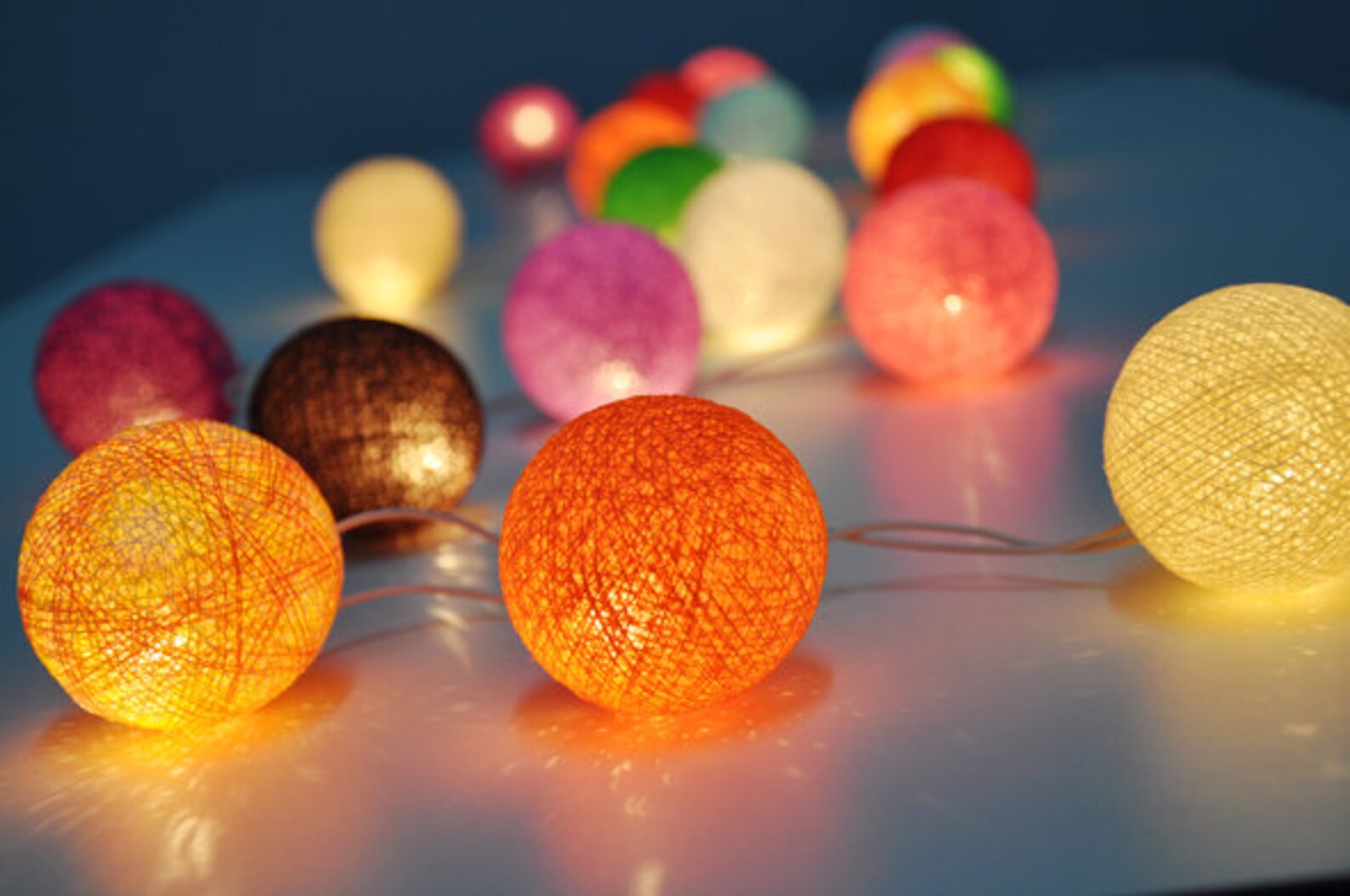 Mixed Sweet Colour Cotton Ball String Lights for Etsy