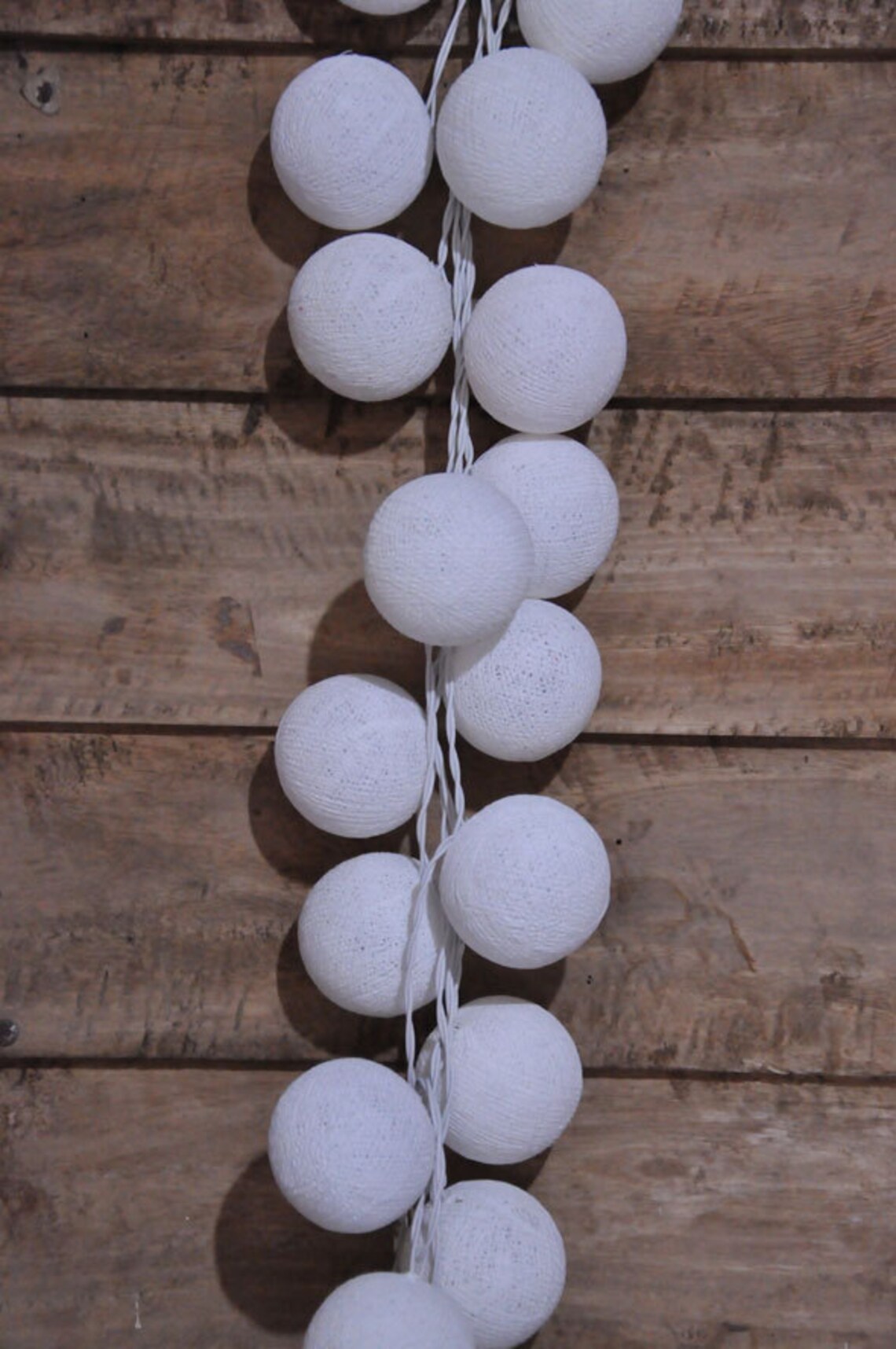 35 Bulbs Retro White Cotton Ball String Lights for Etsy