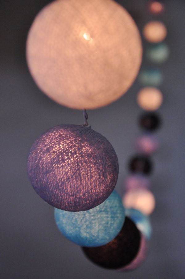20 Bulbs Mixed Pastel Purple Cotton Ball String Lights for Etsy Sweden