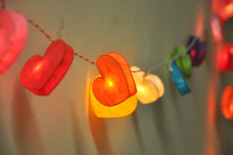 Colorful Mulberry Paper Heart Lanterns for Wedding Party & Etsy