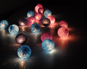 35 Bulbs Mixed Blue & Purple cotton ball string lights for Patio,Wedding,Party and Decoration