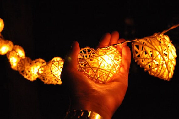 Rattan heart string lights deals